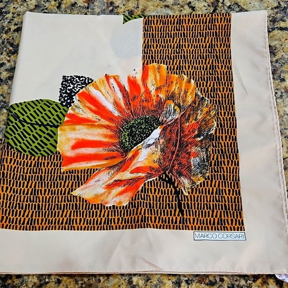 MARCO CORSARI ITALIAN FLORAL‎ SCARF Large Square - Picture 1 of 6